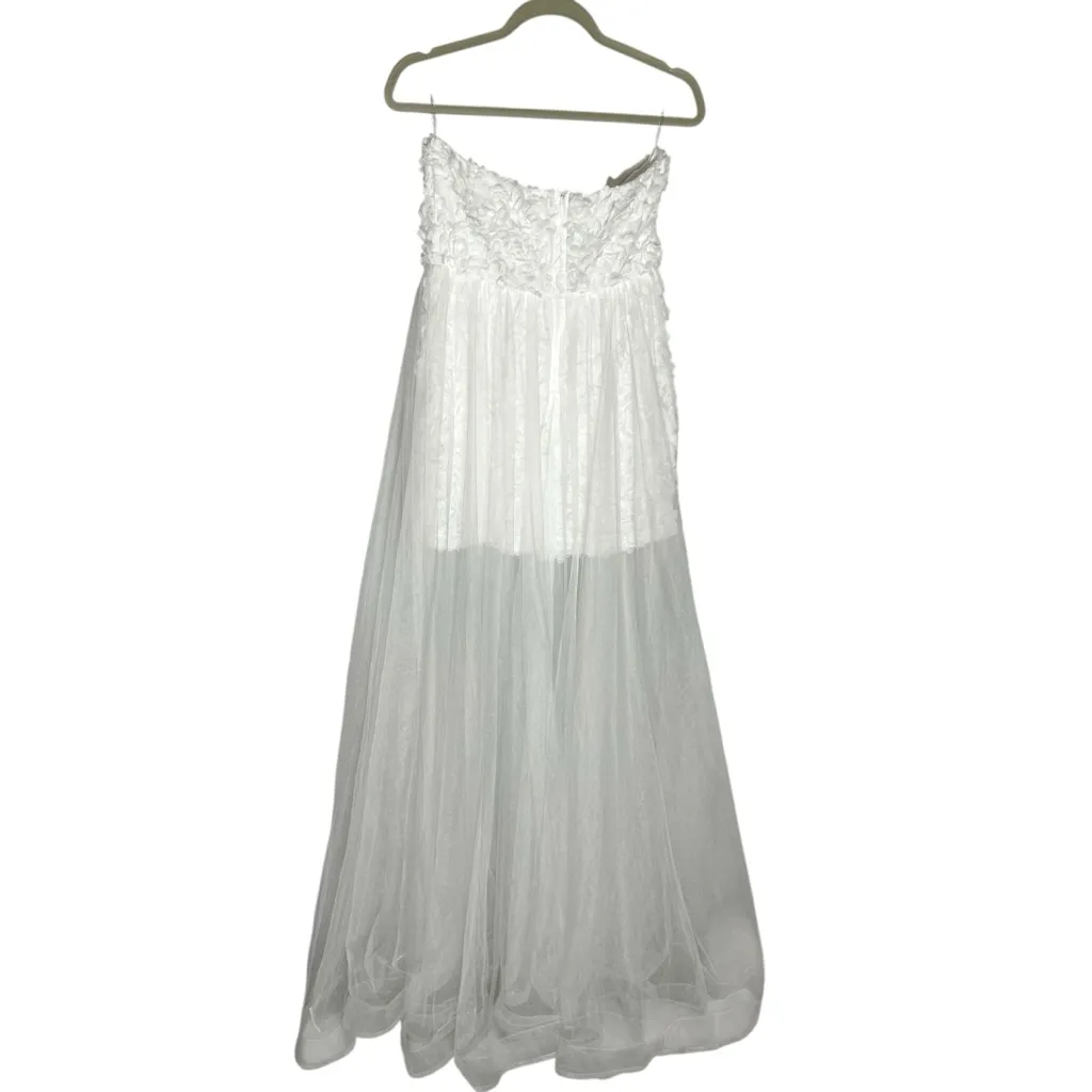 Faeriesty White Strapless Bridal Dress Gown Veil Sheer Skirt Size Large - Image 2