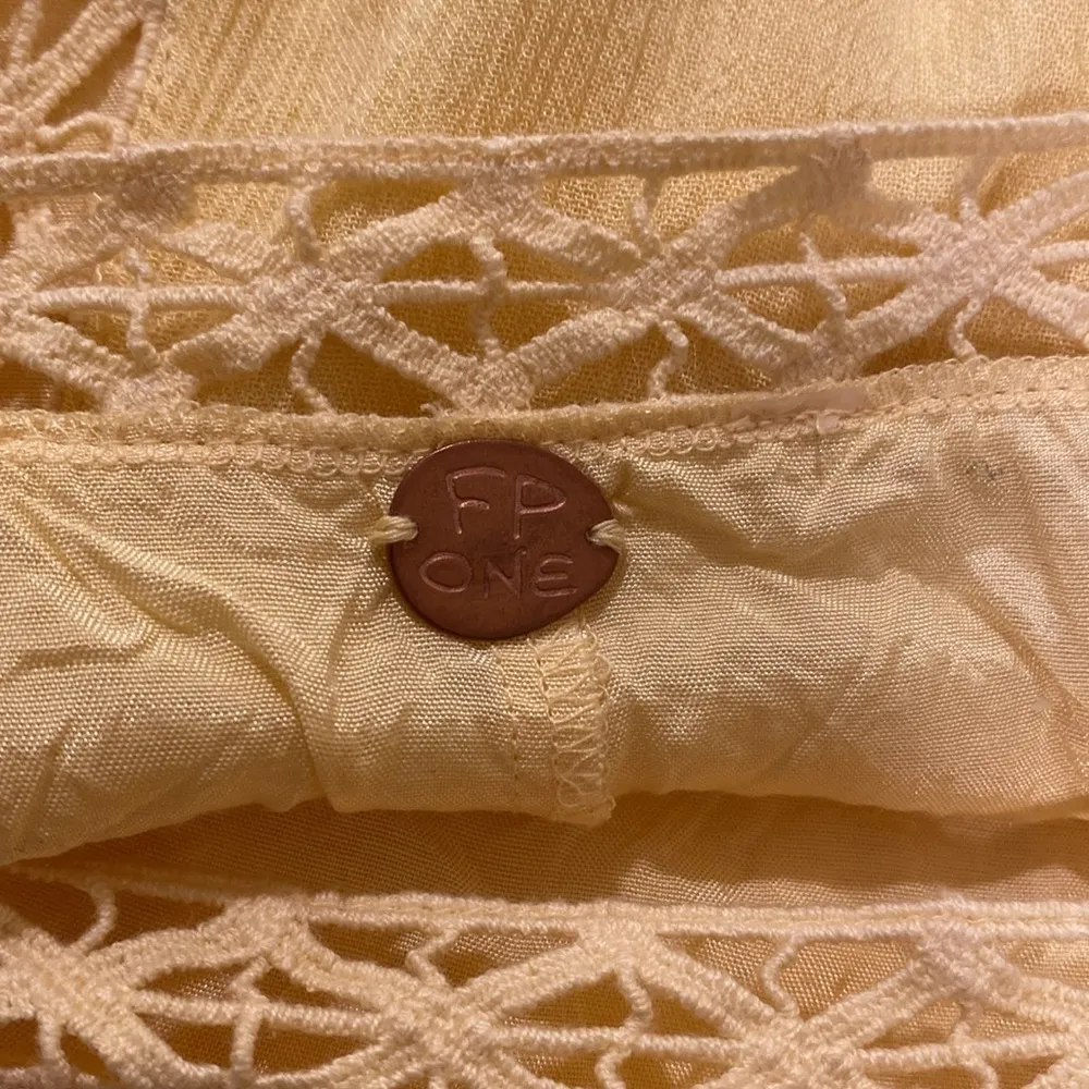 Free People Yellow Priscilla Mini dress Crochet Embroidery Size S - Image 6