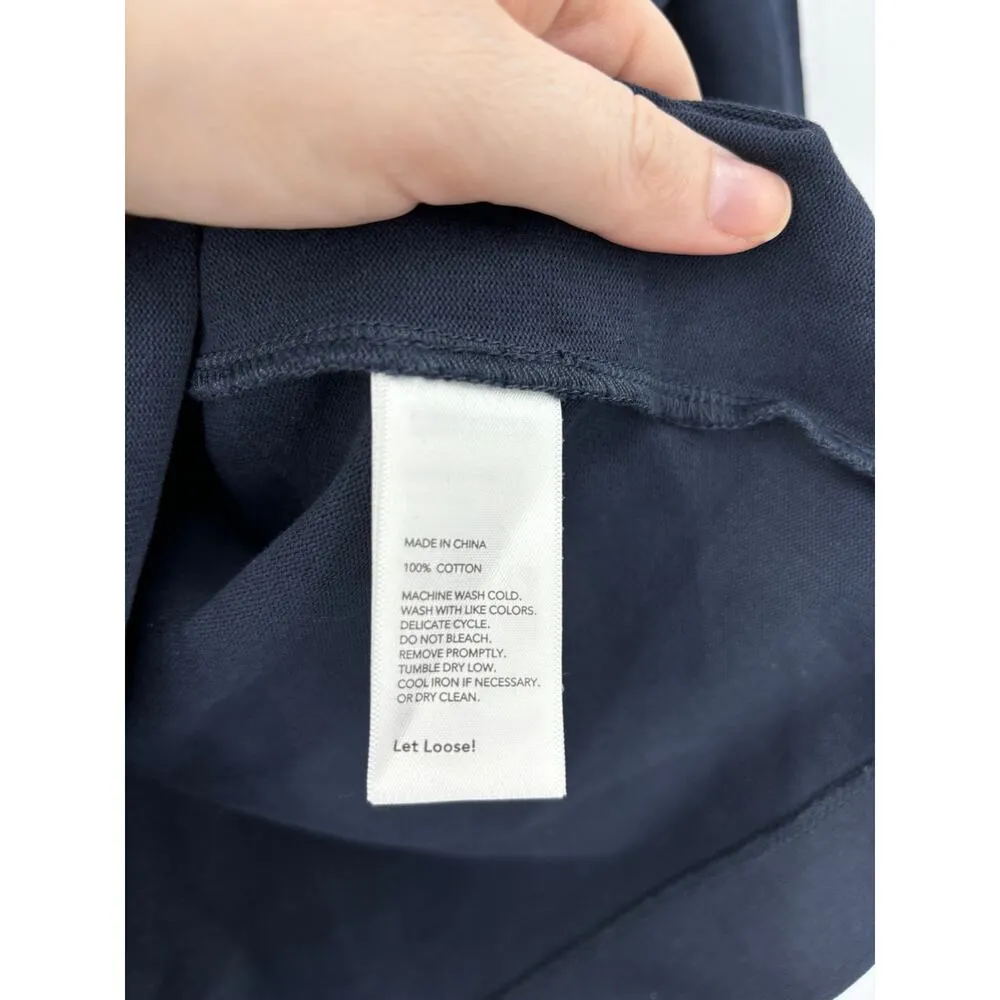 Kate Spade Saturday Top Womens Small Slip Neck Shirt Navy Blue 3/4 Sleeve Cotton - Image 5