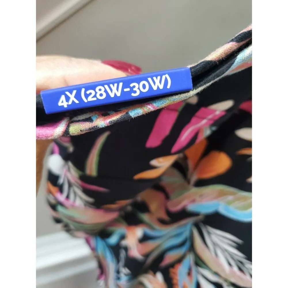 Terra & Sky Women Multicolor Floral Cotton Mid Rise Comfort Waist Skinny Pant 4X - Image 7