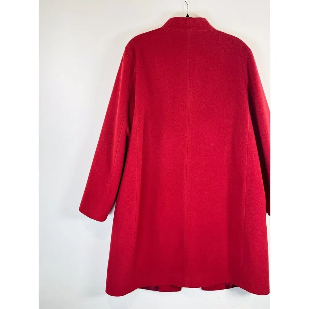 Cinzia Rocca Womens Jacket Red Wool Pea Coat Long Sleeve Italian Designer Large - Image 9