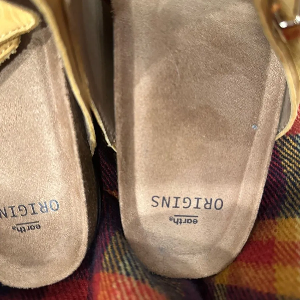 NWOT EARTH ORIGINS Onida Braided Toe-Post Leather Sandals Women YELLOW COLOR - Image 6