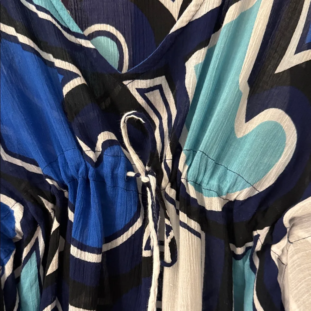 Echo Blue and White Abstract Swim Coverup Size undefined - Image 3