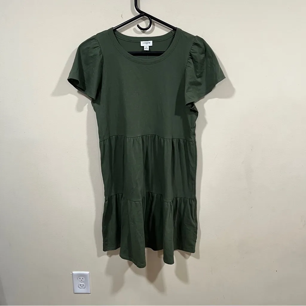 NWT J.Crew Short Dresses Ruffle Hem Solid Short Dress Round Neck size XS - Image 2