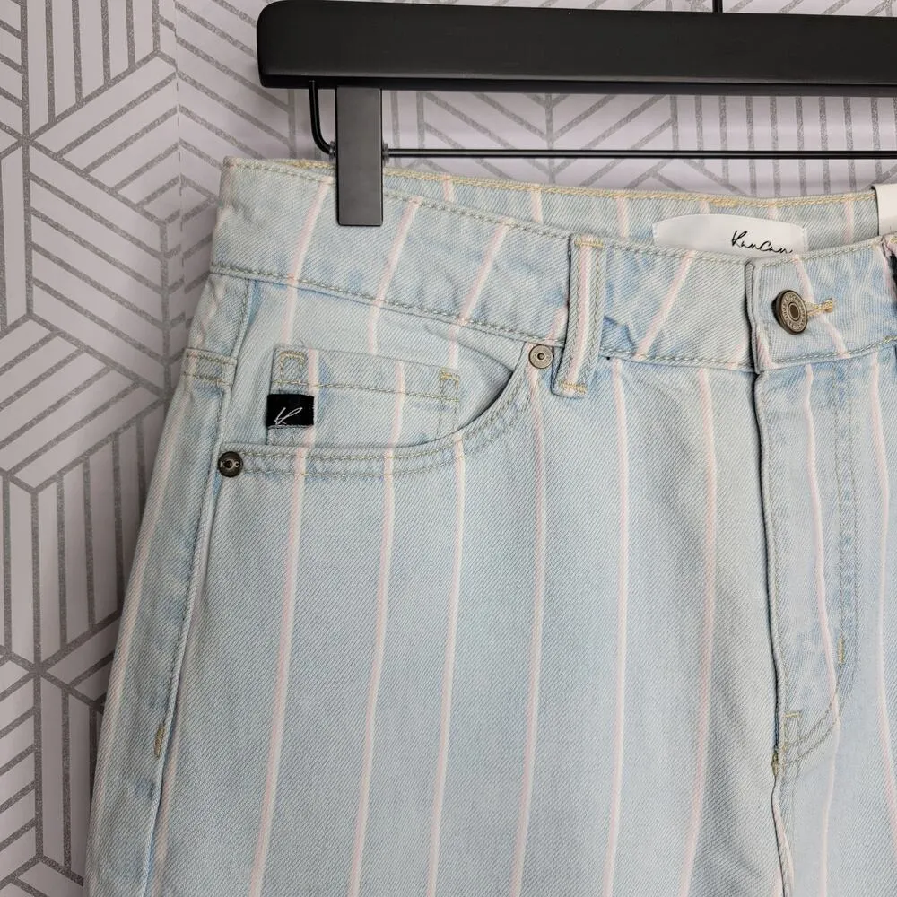 Kancan High Rise Stripe Mom Jeans Blue Size 27 - Image 8