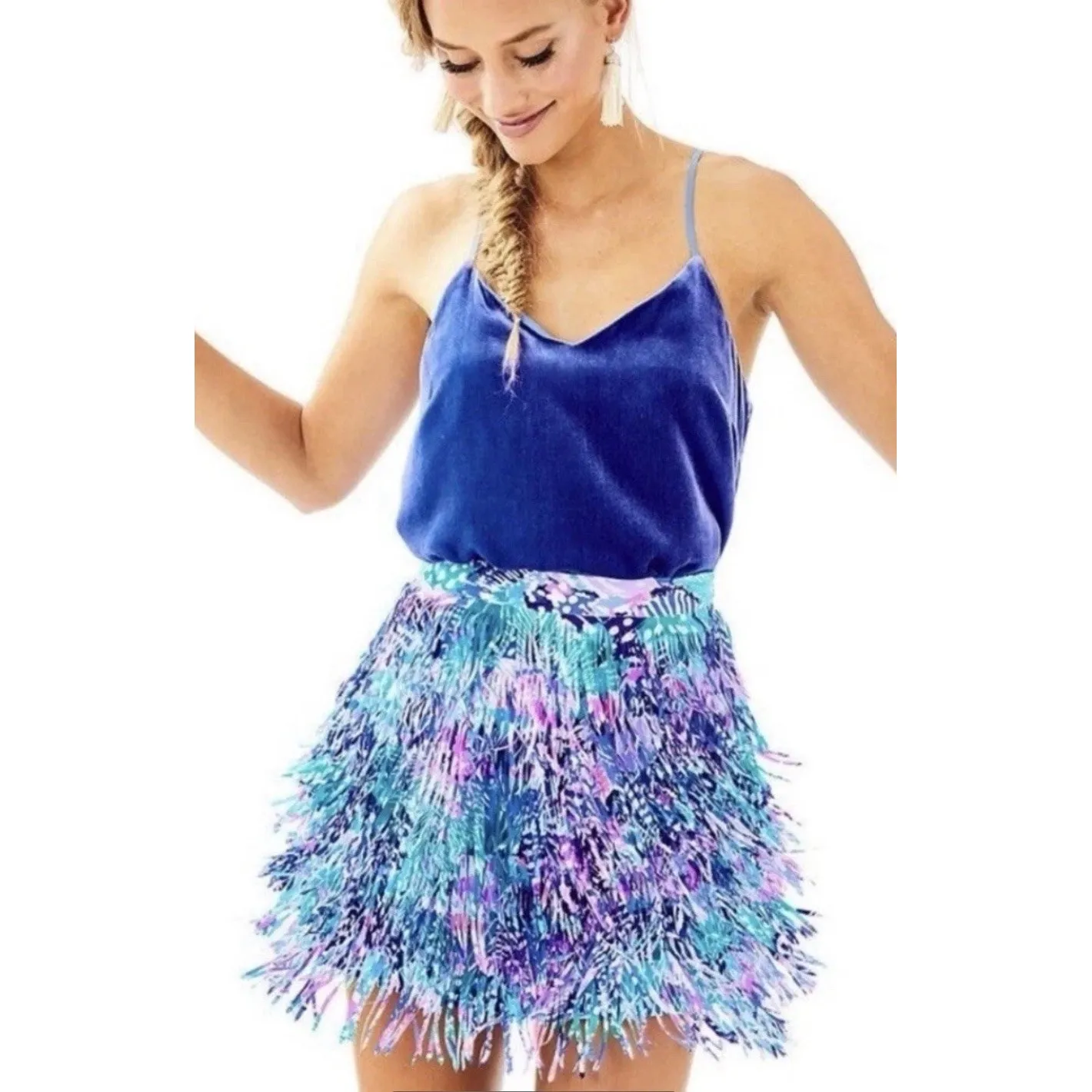 Lilly Pulitzer Women's XS‎ Dusk Top Royal Purple Velvet Cami Tank Velvetcore - Image 6