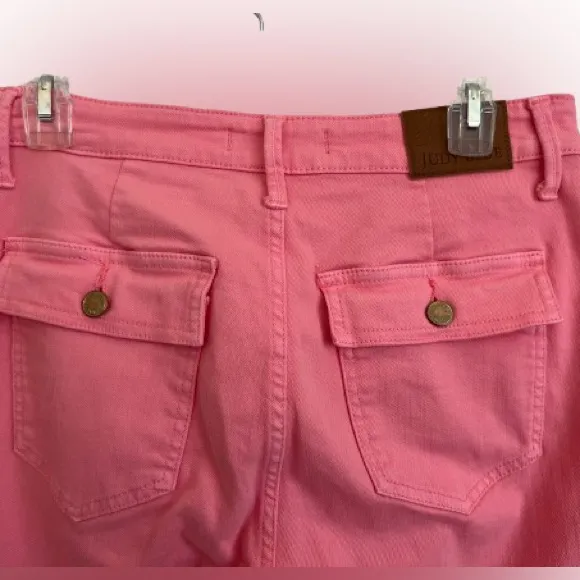 Judy Blue Hot Pink Stretch Cargo Denim Jeans Size 7 / 28 - Image 4
