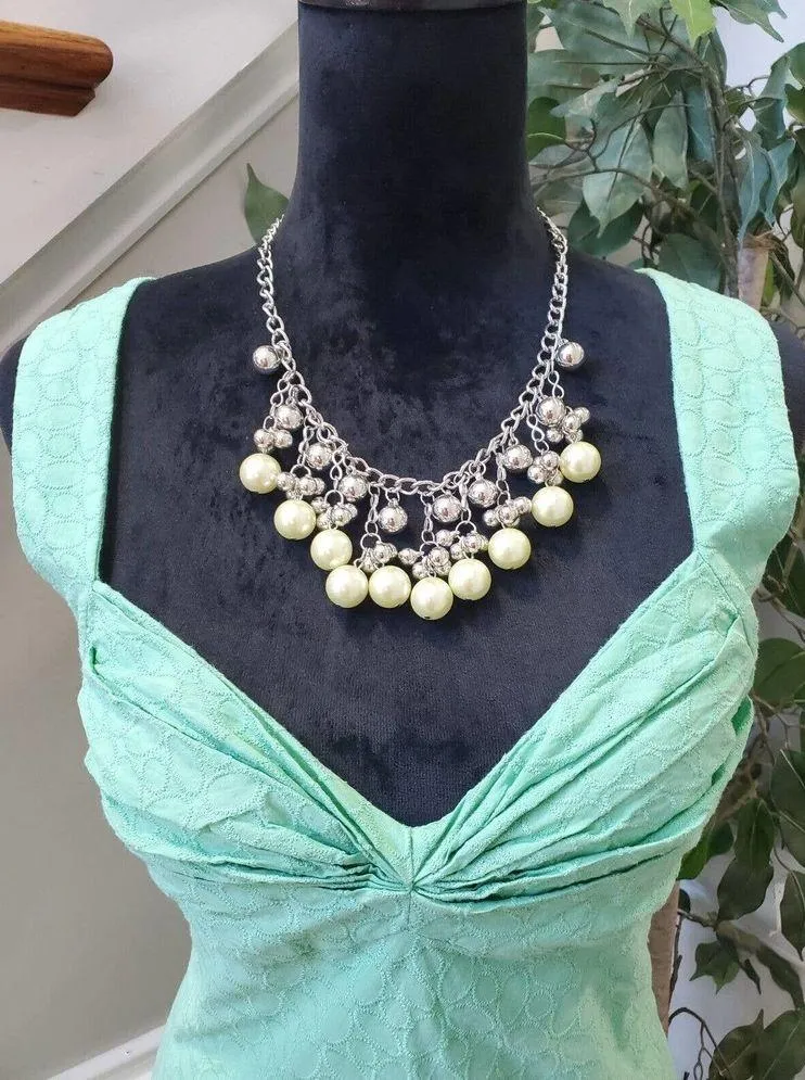 Calvin Klein Womens Green Cotton Sweetheart Neck Sleeveless Knee Length Dress S - Image 4