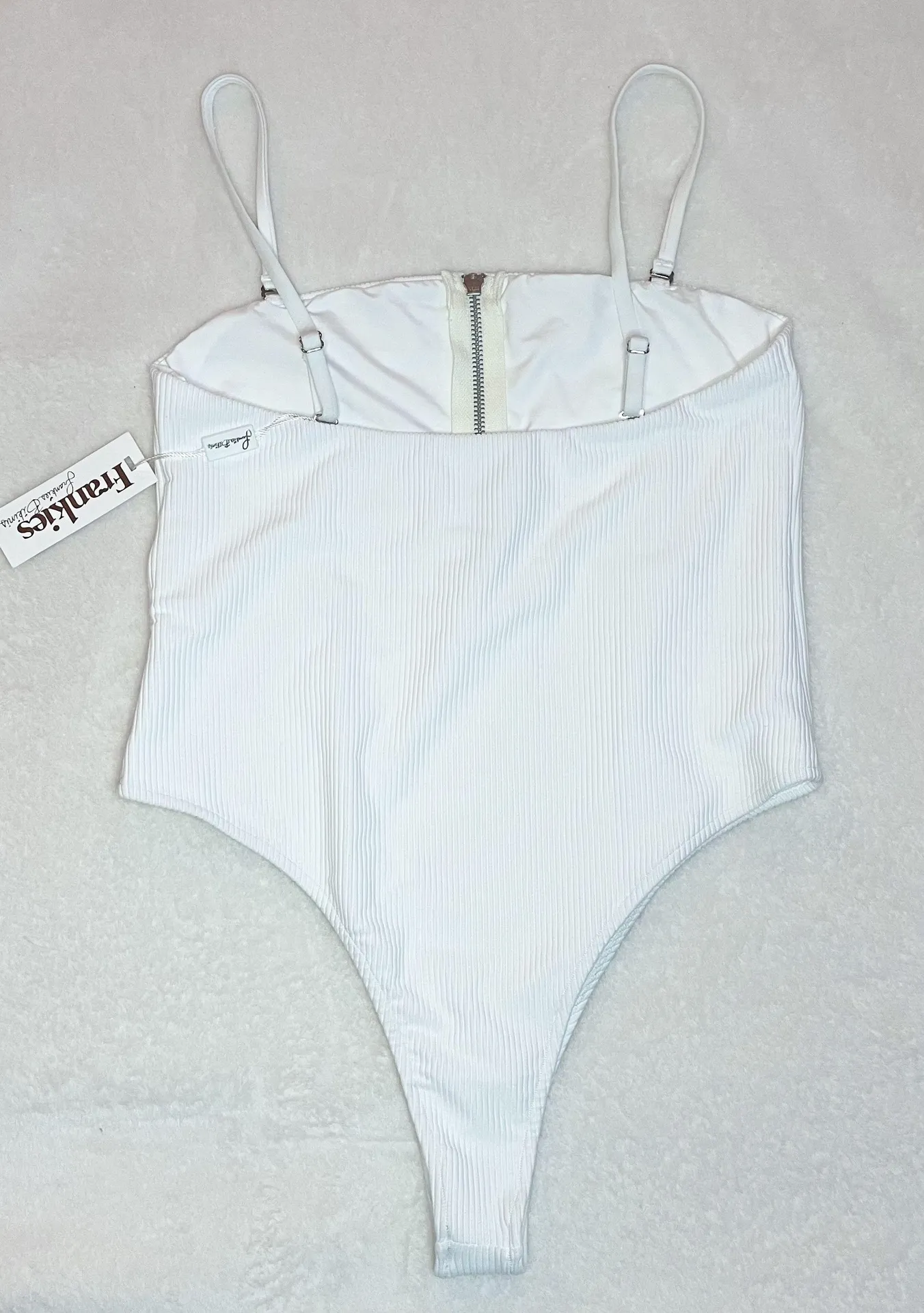 Flash High Leg White Zip One Piece - Image 7