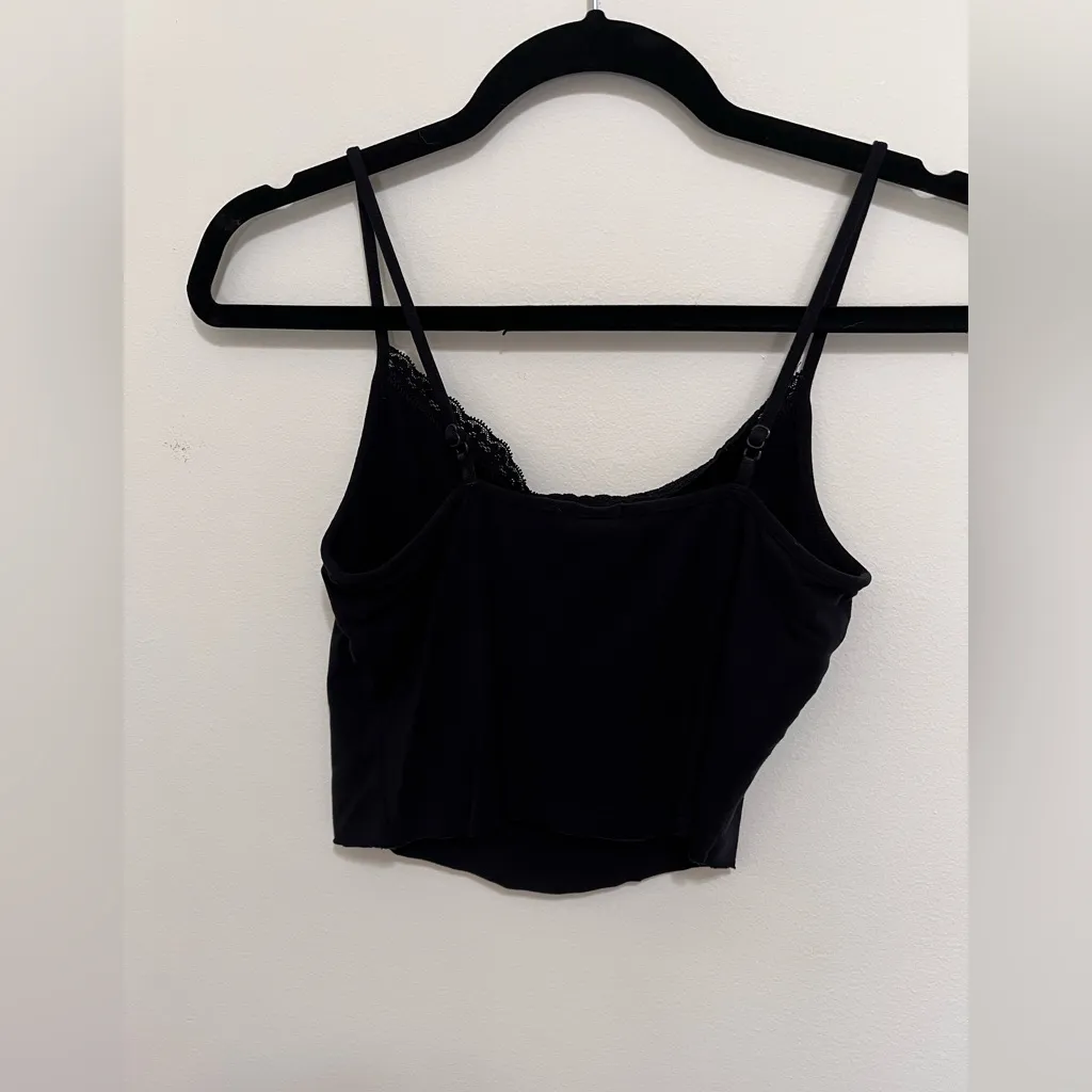GAP Stretch Crop Basic Cotton Black Cami Tank Top Women’s Sz S GUC - Image 3