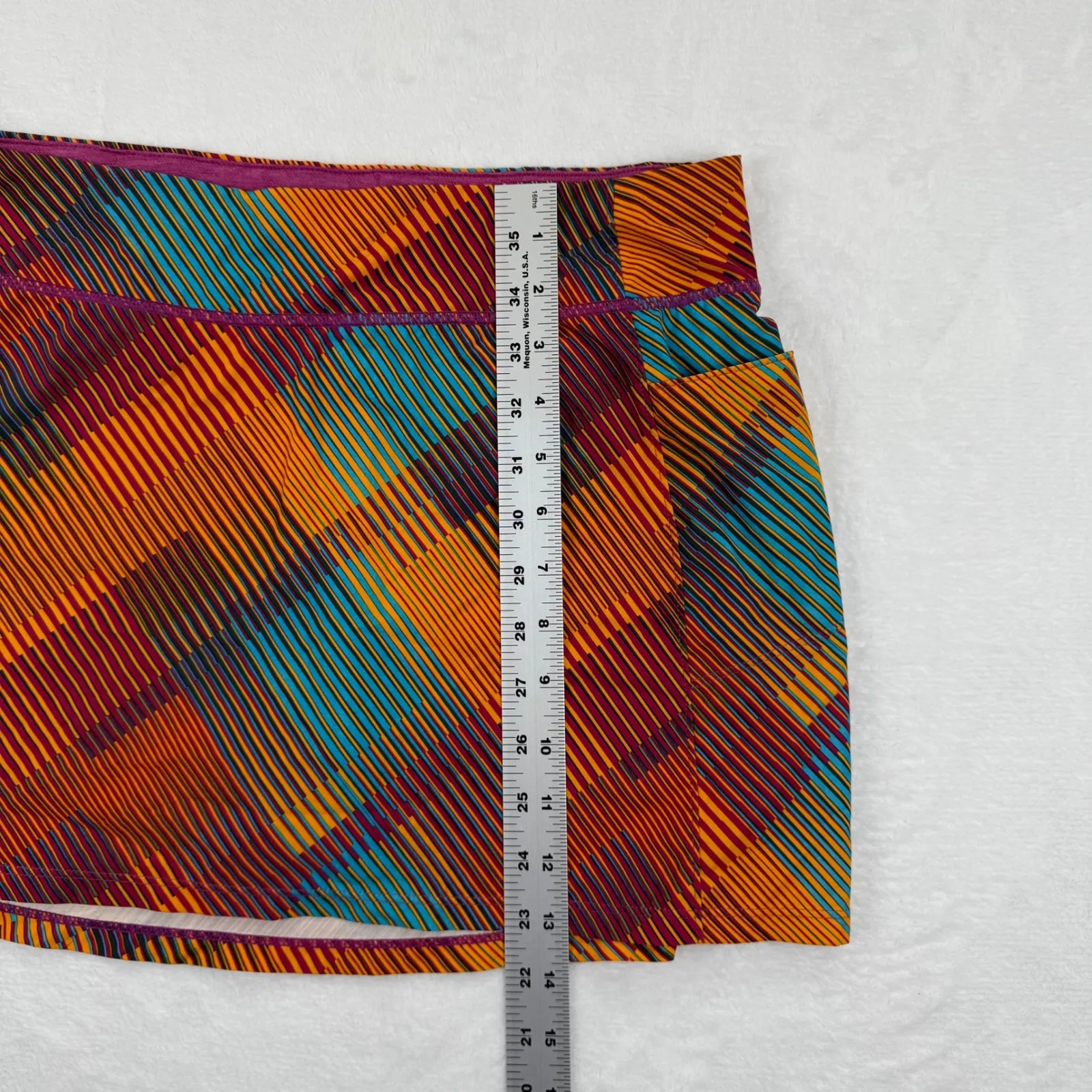 Smartwool S Athletic Skort Skirt Multi Color Striped Built In Shorts Merino Wool - Image 3