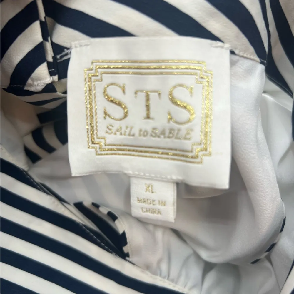 Sail to Sable Navy & White Stripe Cowl Neck Top Tuckernuck Sz XL - Image 6