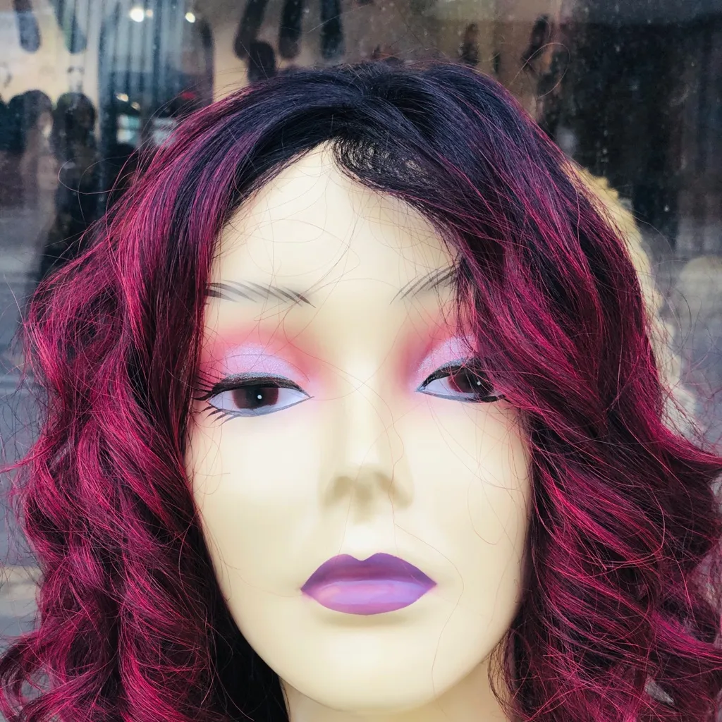 Red wine burgundy Christmas wig short curly Bob Black - Image 3