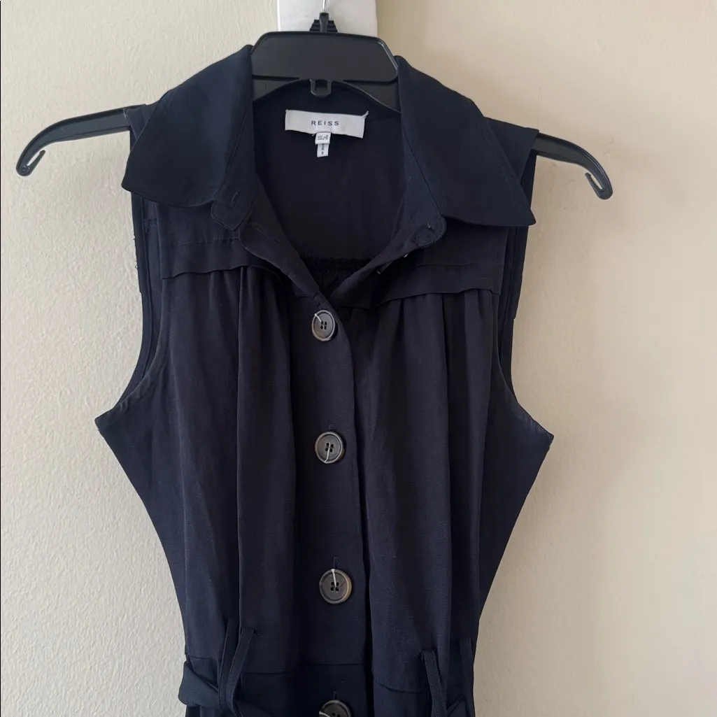 REISS HEIDI VISCOSE-LINEN BELTED MIDI DRESS IN NAVY, Size 4 , $298 - Image 12