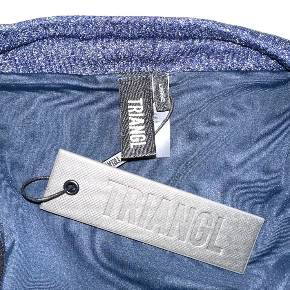 NWT Triangl Dylla Reversible Navy Shimmery Cheeky Bikini Bottom LARGE - Image 5