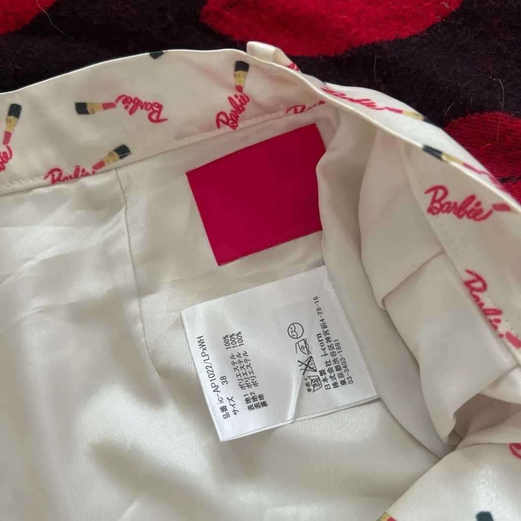 Barbie Japan lipstick pink white high waisted pants M Size M - Image 3