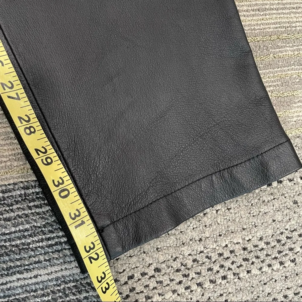 VTG Y2K Boutiue Europa Womens Genuine Black Leather Sz 8 TALL Pants Straight Leg - Image 14
