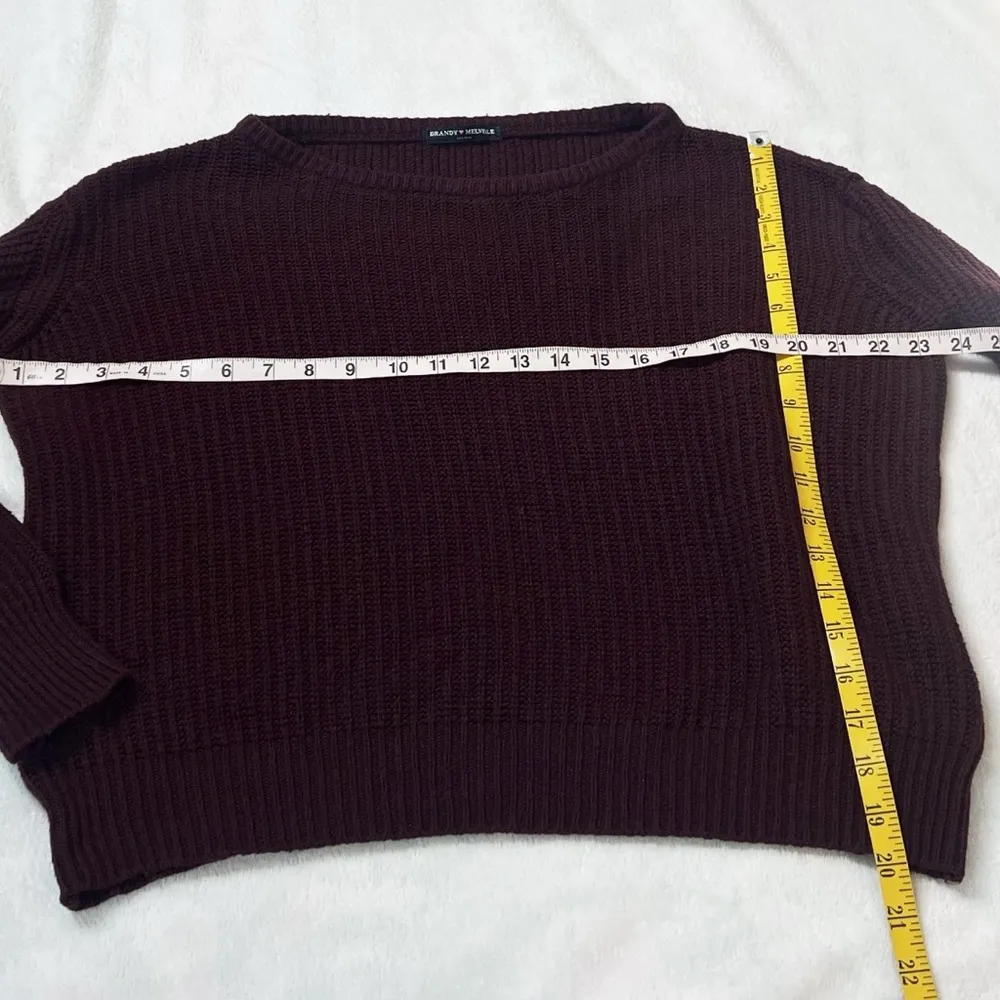 Brandy Melville Scoop Neck Maroon Knit Wool Long Sleeve Sweater Pullover Small - Image 4