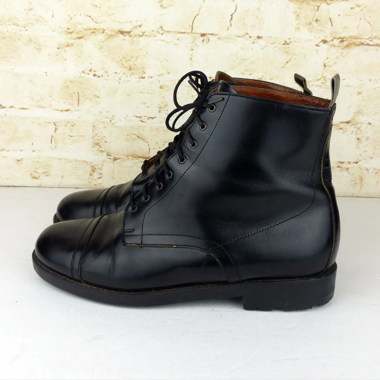 VTG DKNY Chukka Boots Women 37 6.5 US Black Leather Lace up Made in Italy Y2K - Image 7