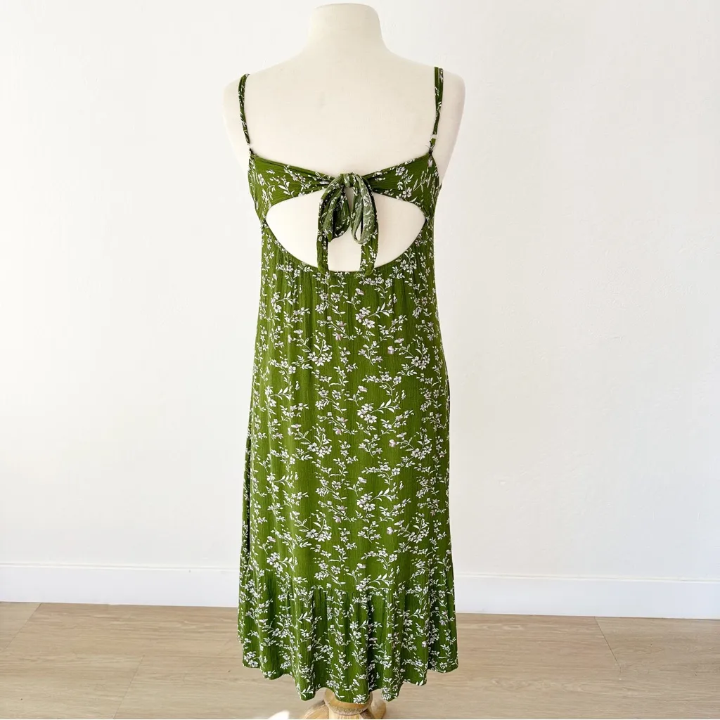 Lulu’s Missie Olive Green Floral Print Ruffled Tie-Back Midi Dress NWOT | Small - Image 12