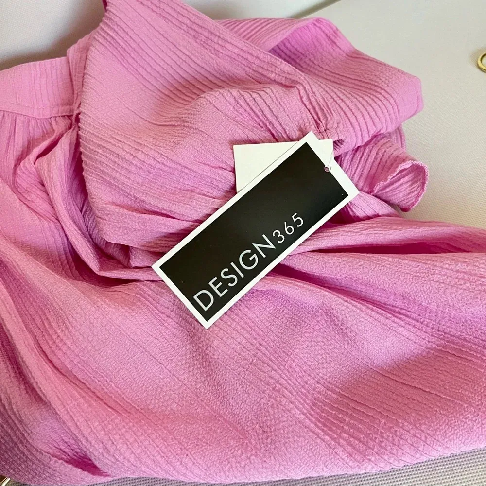 Design 365 Size Small Pink Long Sleeve Gauzy Textured Material Square Neck - Image 4