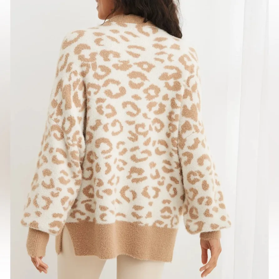 Aerie Leopard Buttercream oversized Sweater Tan - Image 2