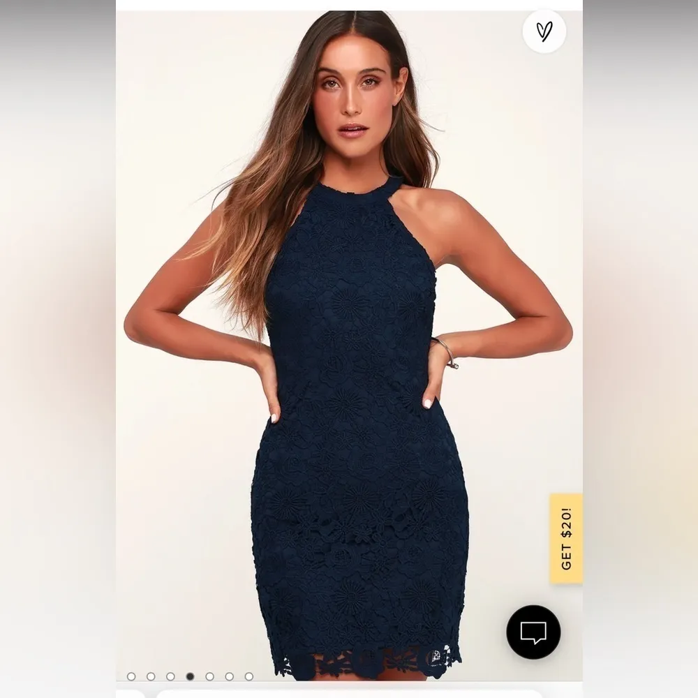Lulu’s Love Poem Navy Blue Lace Mini Dress Size Large - Image 3