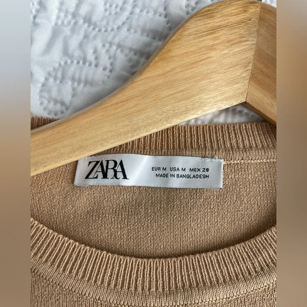 ZARA CAMEL KNIT CROPPED SWEATER M - Image 7
