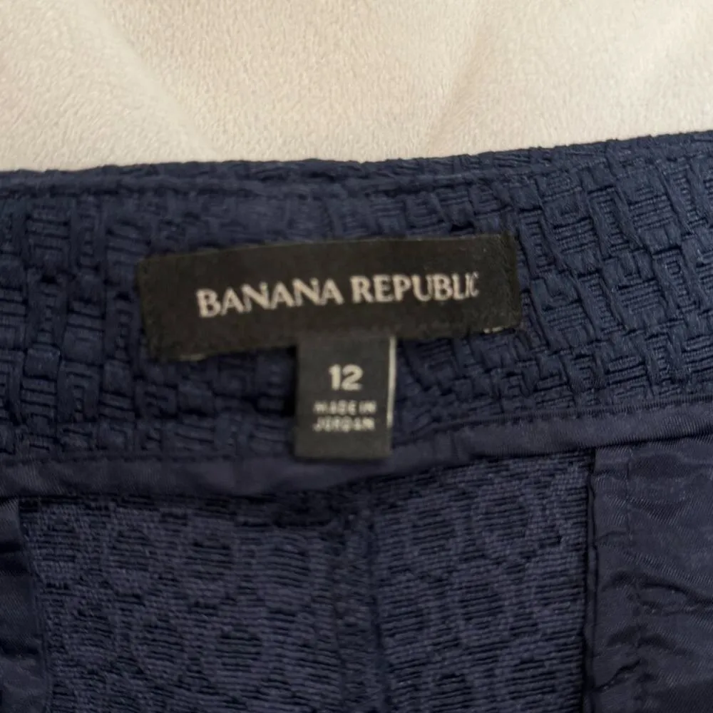 Banana Republic Casual Chino Shorts Jacquard Blue Women's Size 12 - Image 5