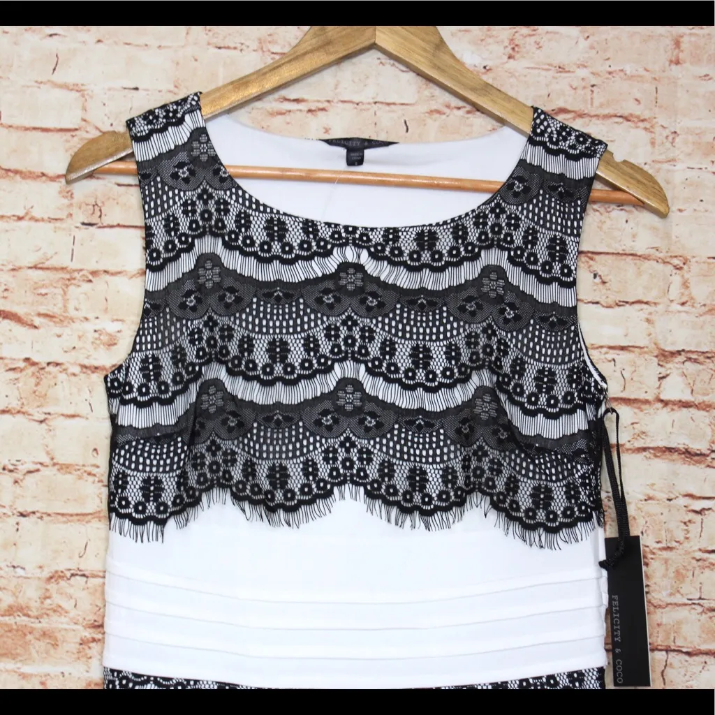 Felicity & Coco | White Black Lace Bodycon Dress - Image 3