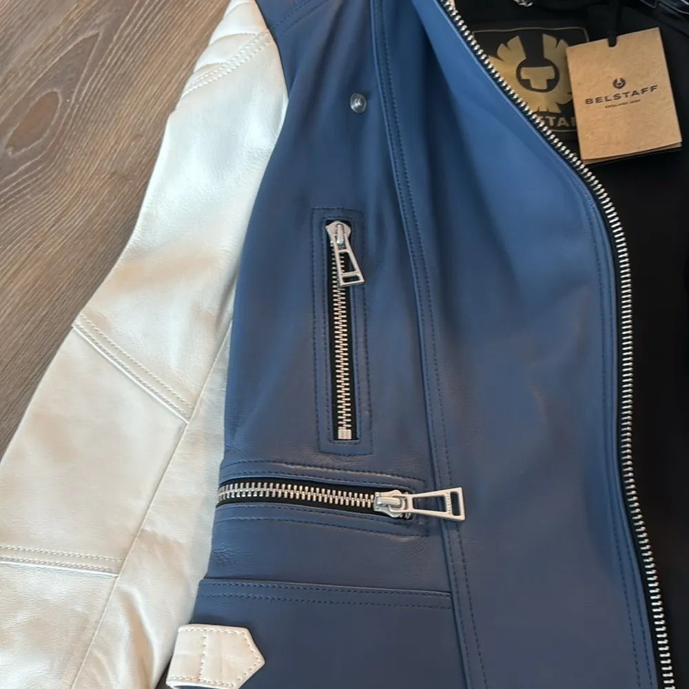NWT Belstaff devyn bicolor jacket in racing blue/ off white Size 4 - Image 5