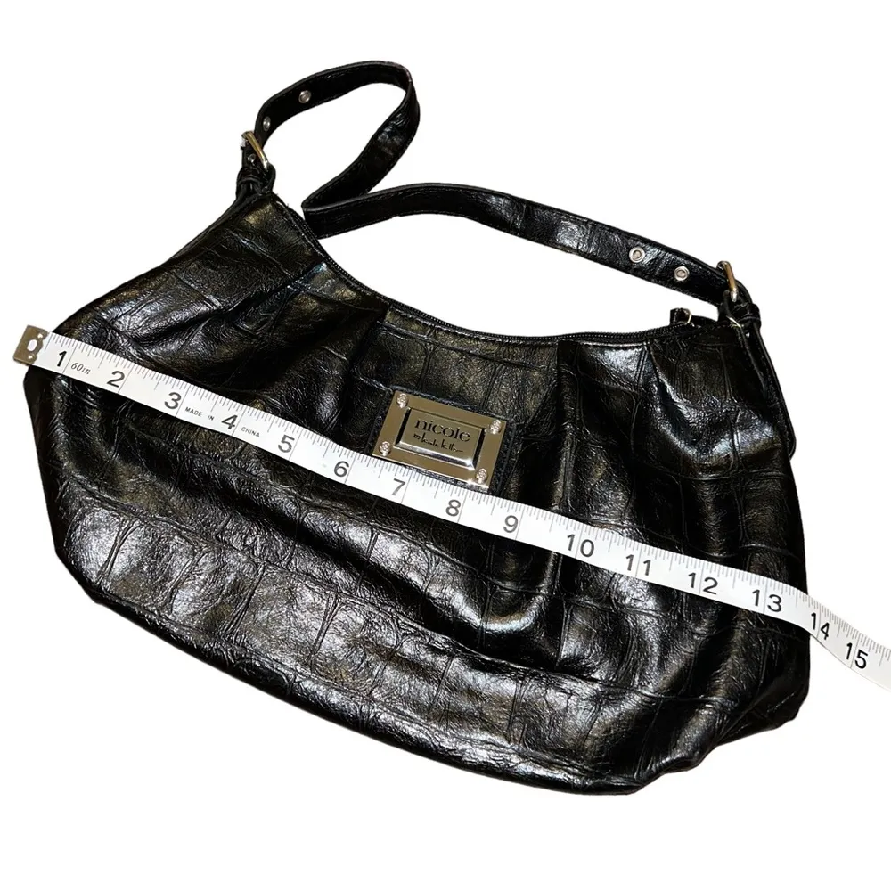 Nicole Miller Black Purse Silver Detailing Handbag Women’s Bag Adjustable Strap! - Image 3