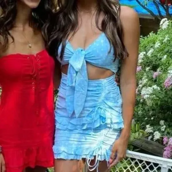 Tiger Mist  Blue Paisley Print Mini Dress Size M - Image 2