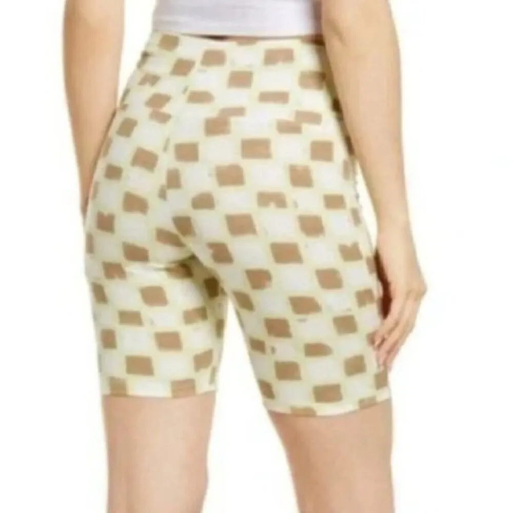 NWT bp High Waist Bike Shorts in Green Ivory Tic Tac Checkerboard - XXS - Image 7