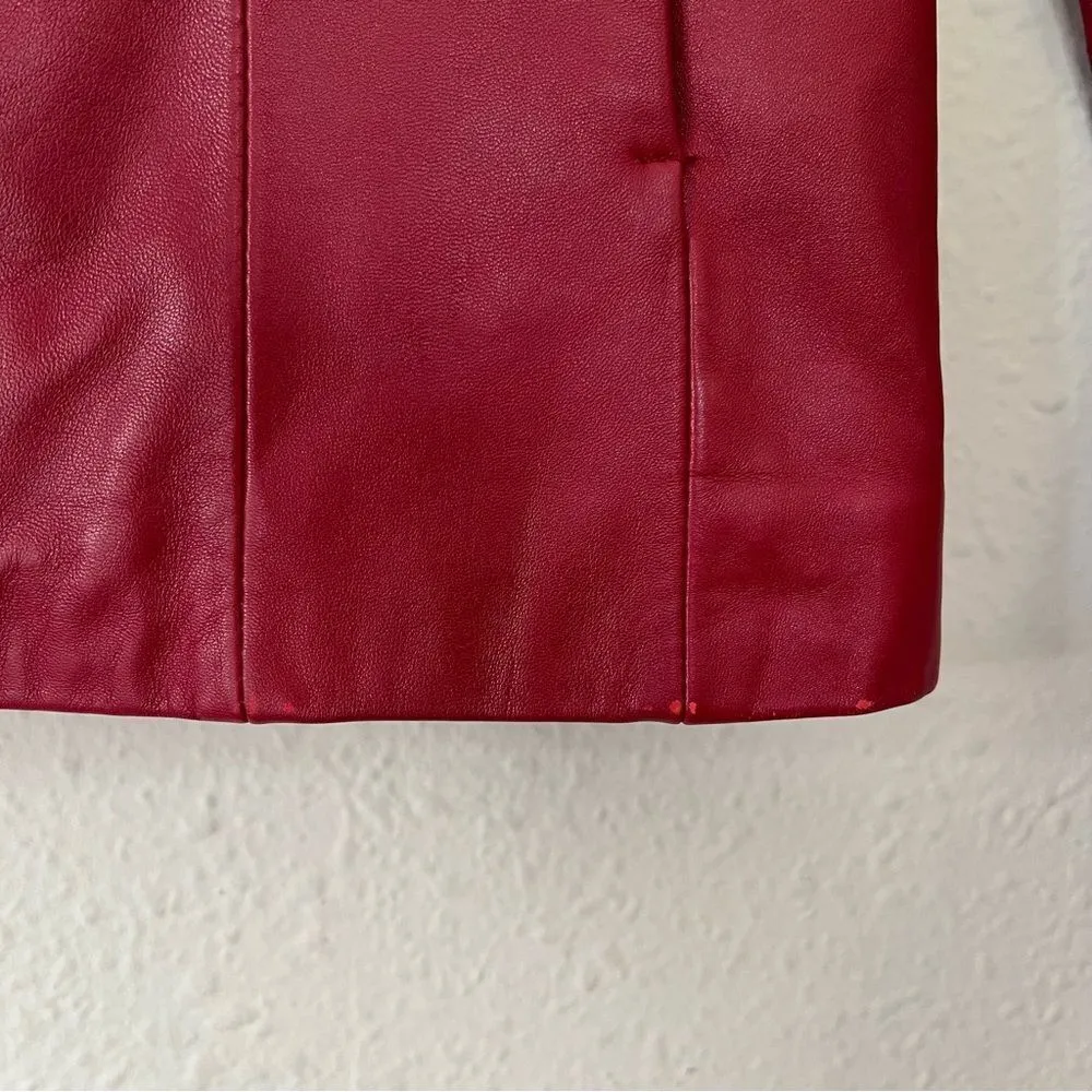 SIENA 100% Leather Red Blazer Jacket| Size 6 - Image 13