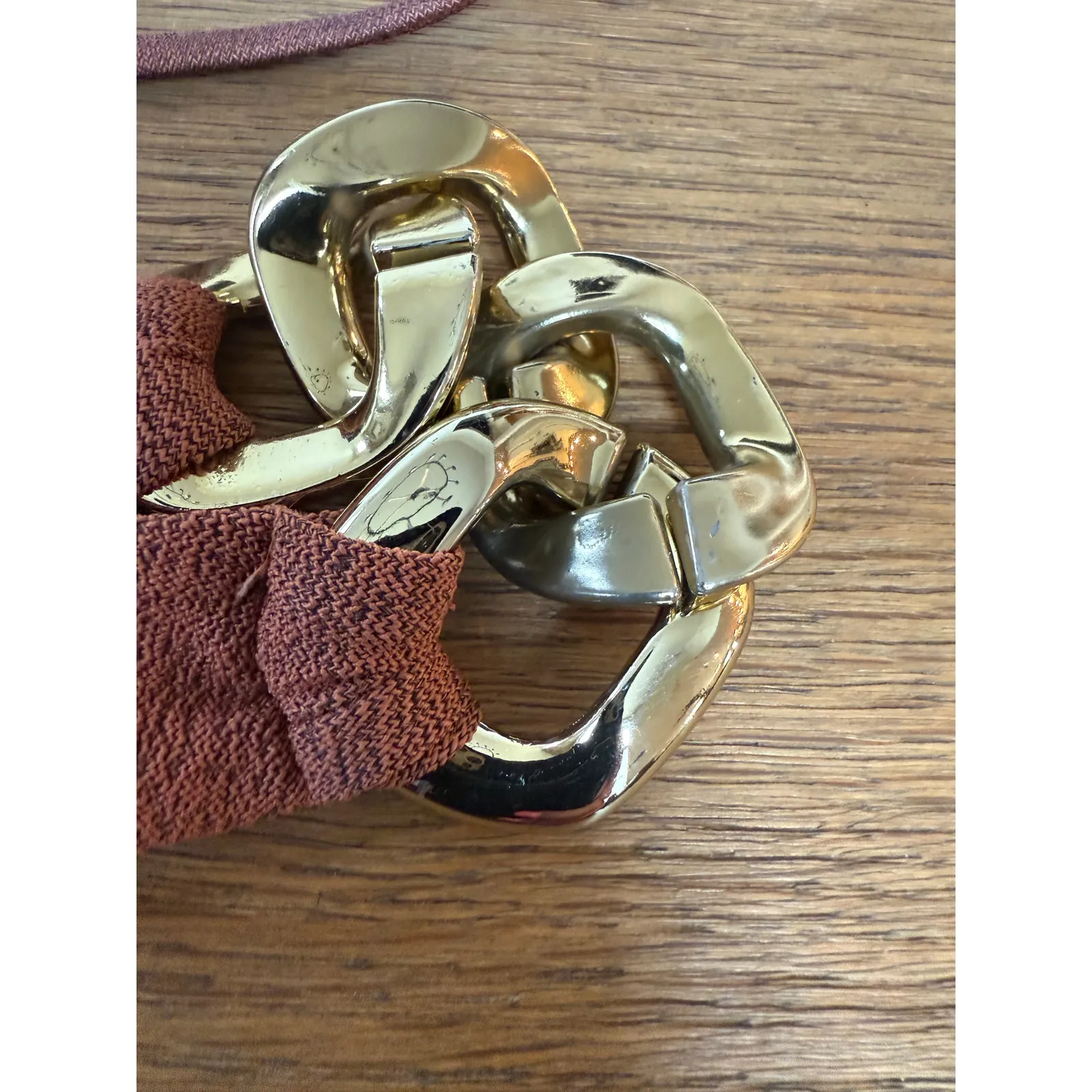 SAME Bikini SET Gold Chain Burnt Sienna Triangle Top Size S and bottoms Size M - Image 4