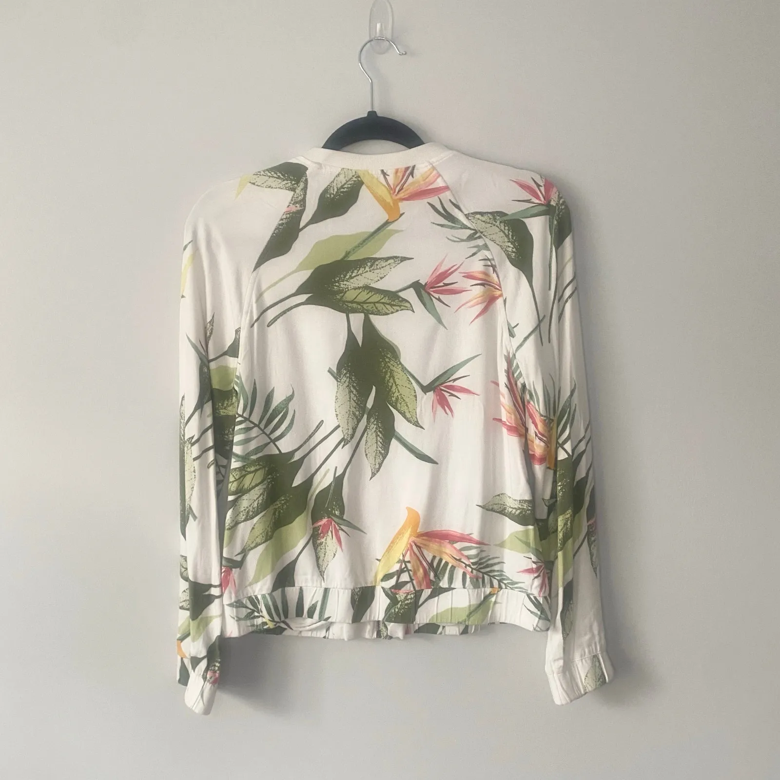 Rare Earth Floral Bomber Style Lightweight Zip Up‎ Jacket Size 10 White - Image 4