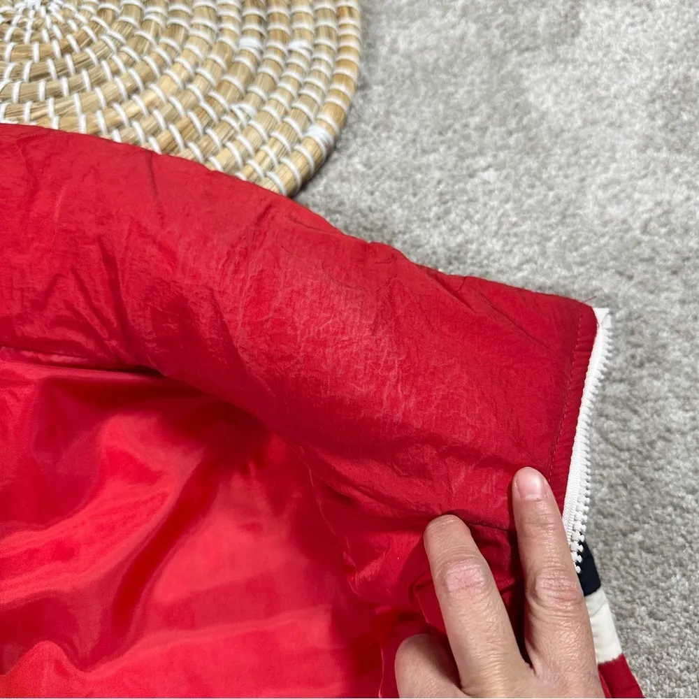 Wild Fable Red Multi Poppy Full Zip Puffer Nylon Vest Retro 90s Style Size XL - Image 12