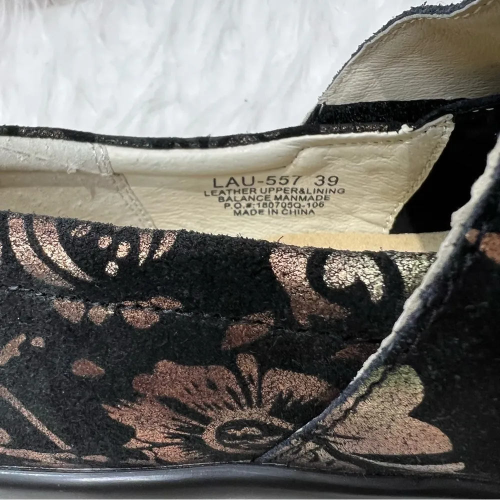 Algeria by DG Lite Lauryn Regal Clogs Suede Black Copper Wedge 8.5/EU 39 Preppy - Image 14