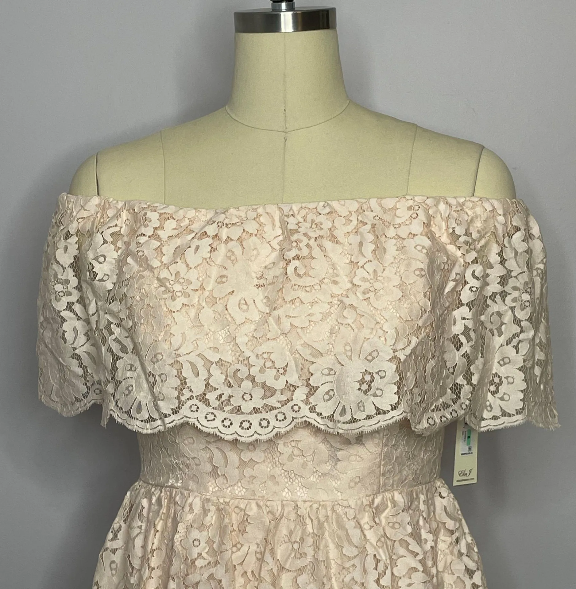 Lace Off The Shoulder Dress Blush Pink 8 - Image 6