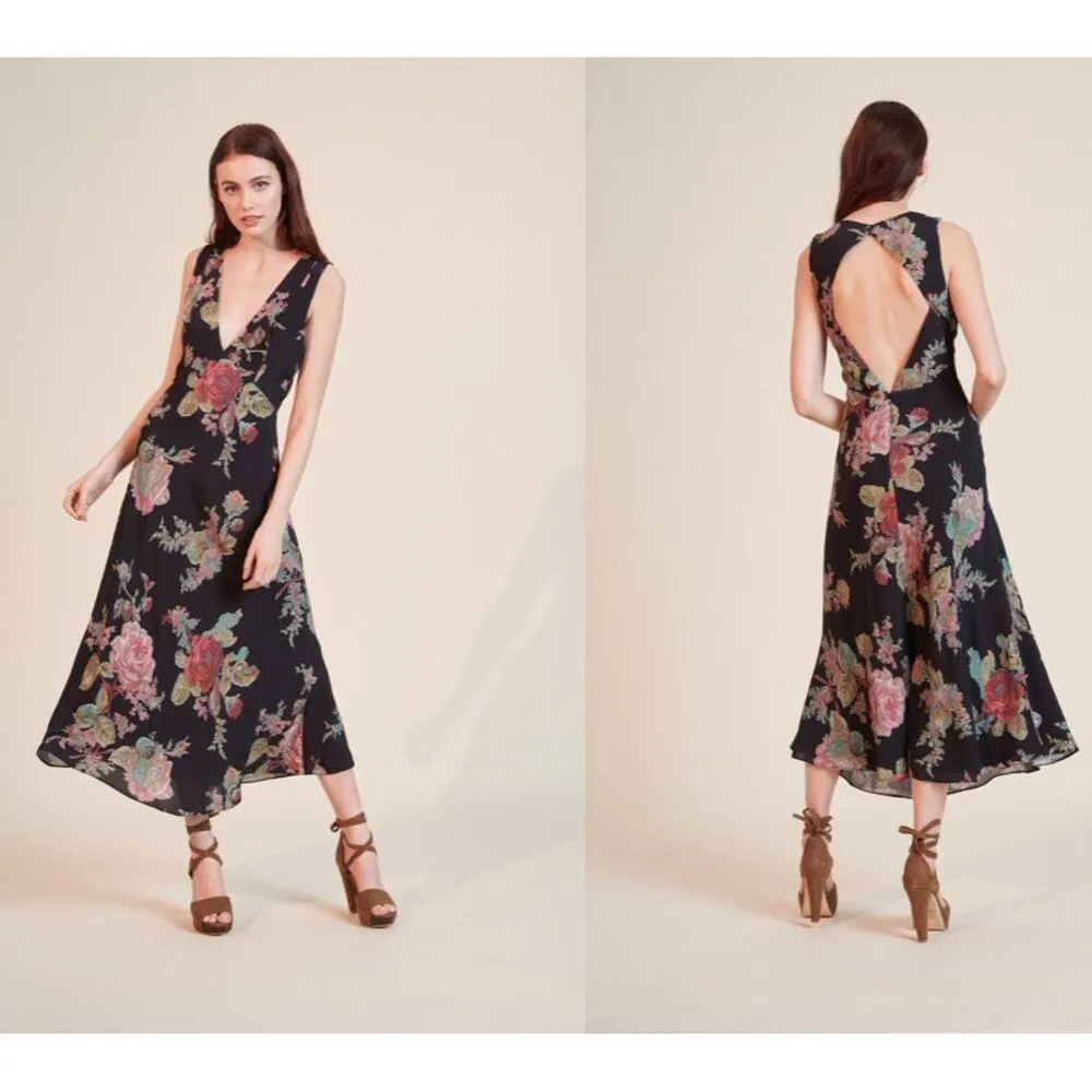 Revolve Privacy Please Deep V-neck Maxi Floral Open Back Dress Size Medium - Image 16