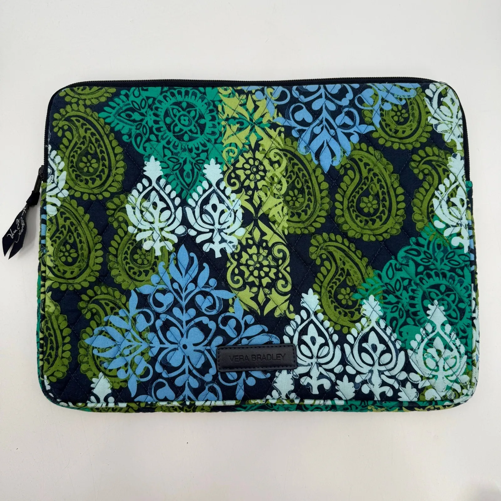 Vera Bradley 13" Tablet Laptop Sleeve Padded Caribbean Sea Zipper Quilt Case - Image 12