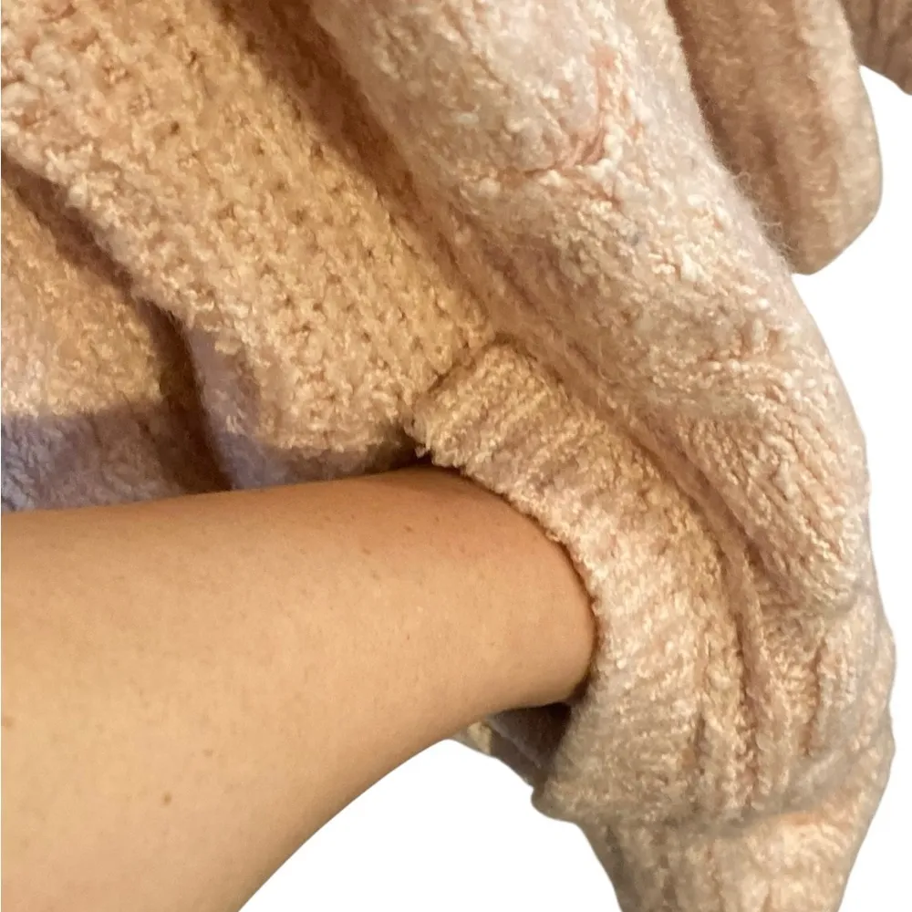 Abercrombie & Fitch Pink Cable Knit open Cardigan Sweater chunkyknit balletcore - Image 4