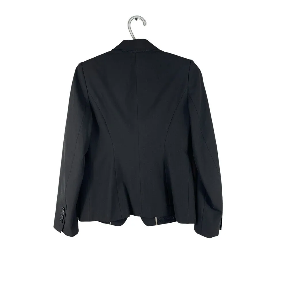 Ann Taylor Black Two Button Career Business 0P Long Sleeve V-neck Blazer - Image 2