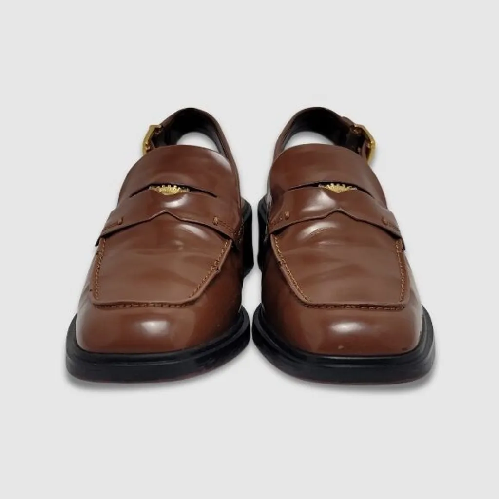 Franco Sarto Giada Slingback Loafer Heels Penny Strap Tobacco Brown Women's 9M - Image 7