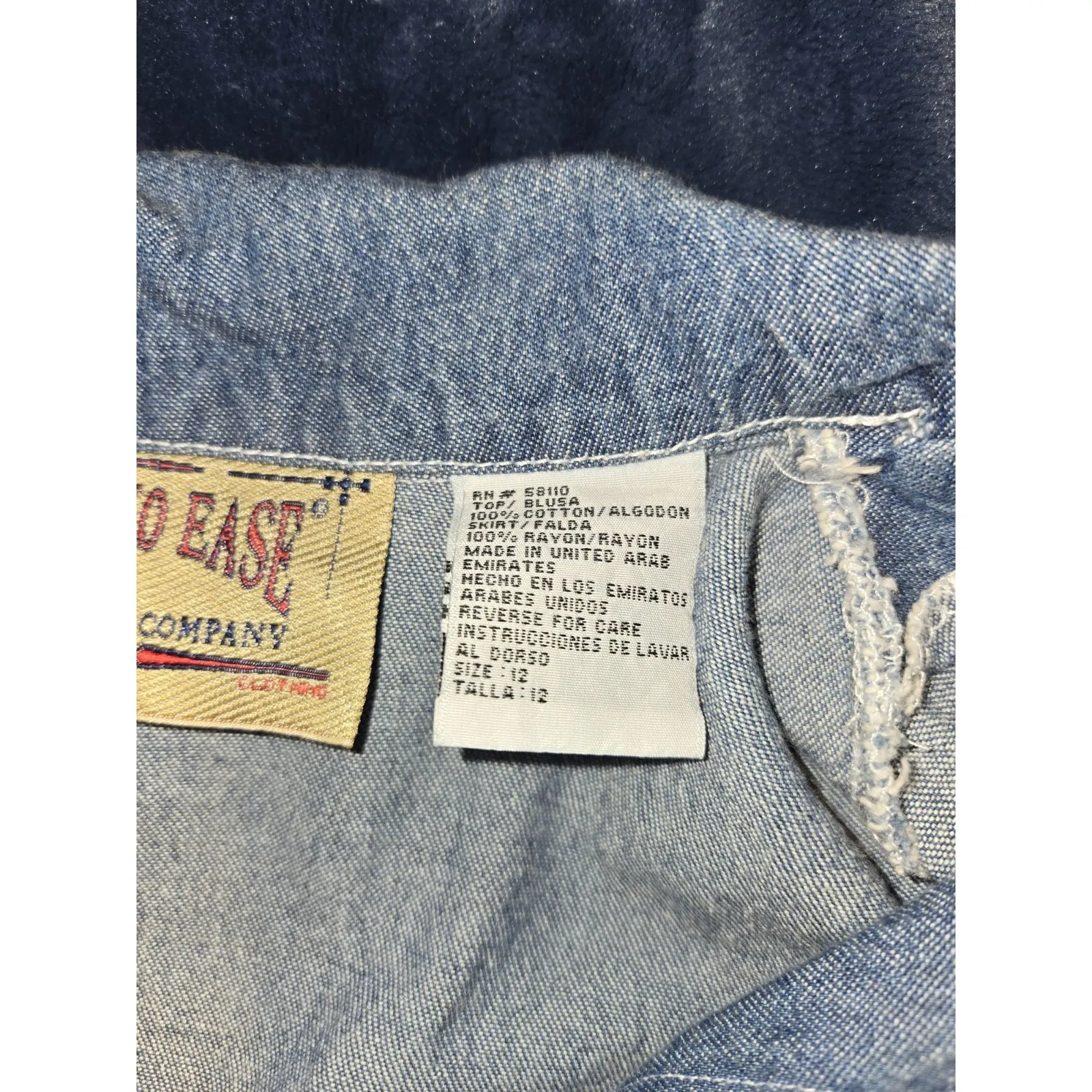 Studio Ease Vintage Denim Floral Dress & Yellow Under Shirt Size‎ 12 Blue - Image 4