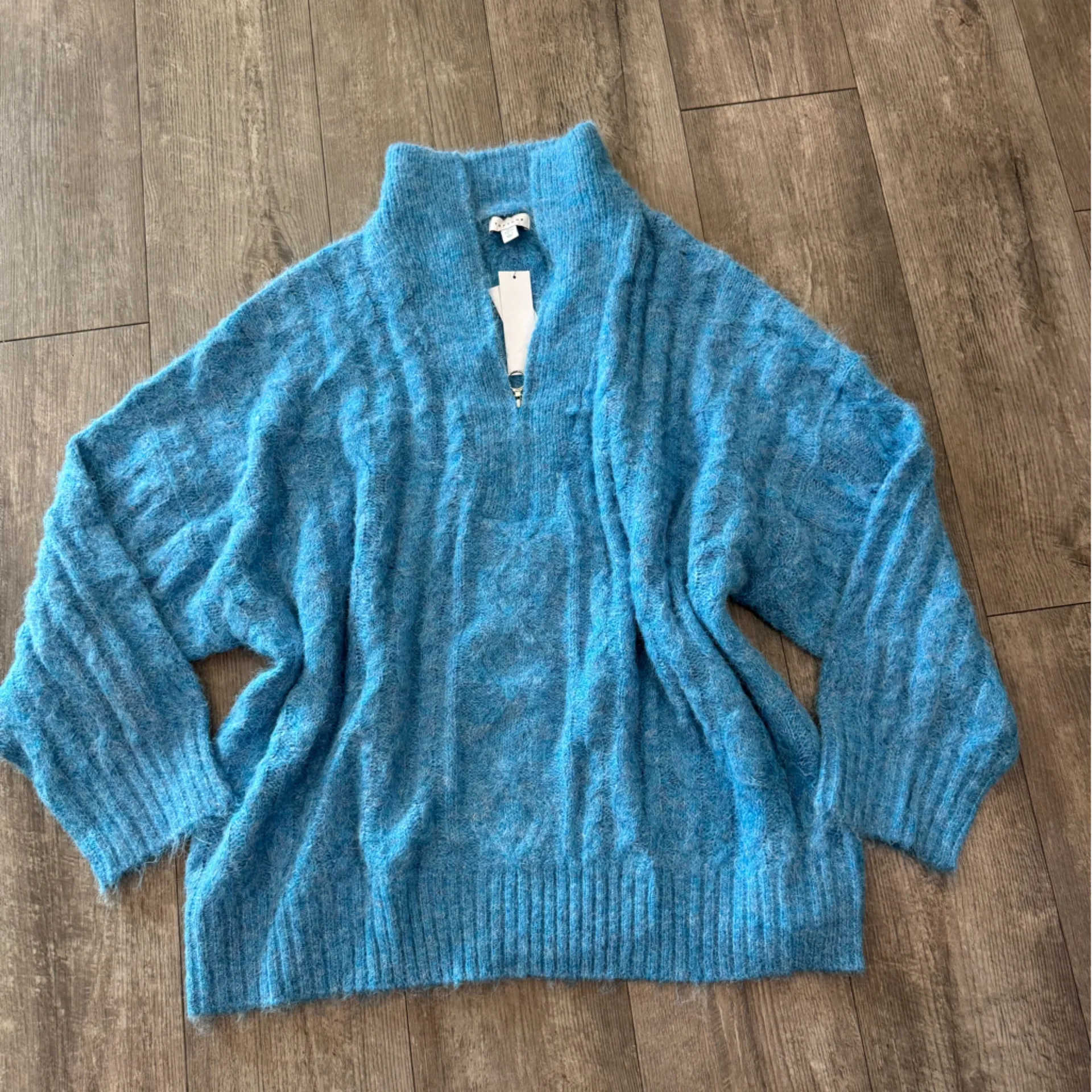 Topshop Sky Blue Cowl Neck Sweater - Image 4
