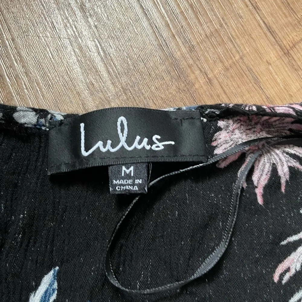 LULU’S Midnight Flower Black Floral Print Wrap Dress - Image 6