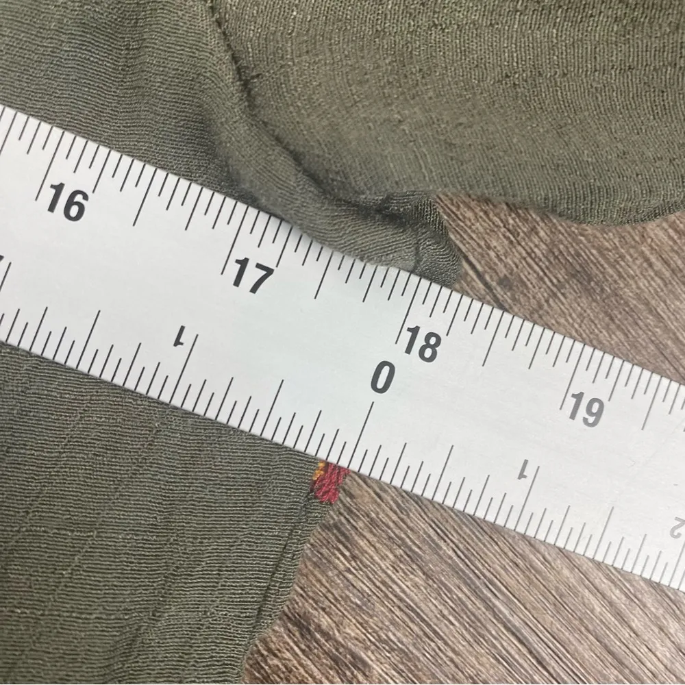 Altar’d State Tunic Top Women Olive Green Floral Embroidered Flowy Ballon Sleeve - Image 8