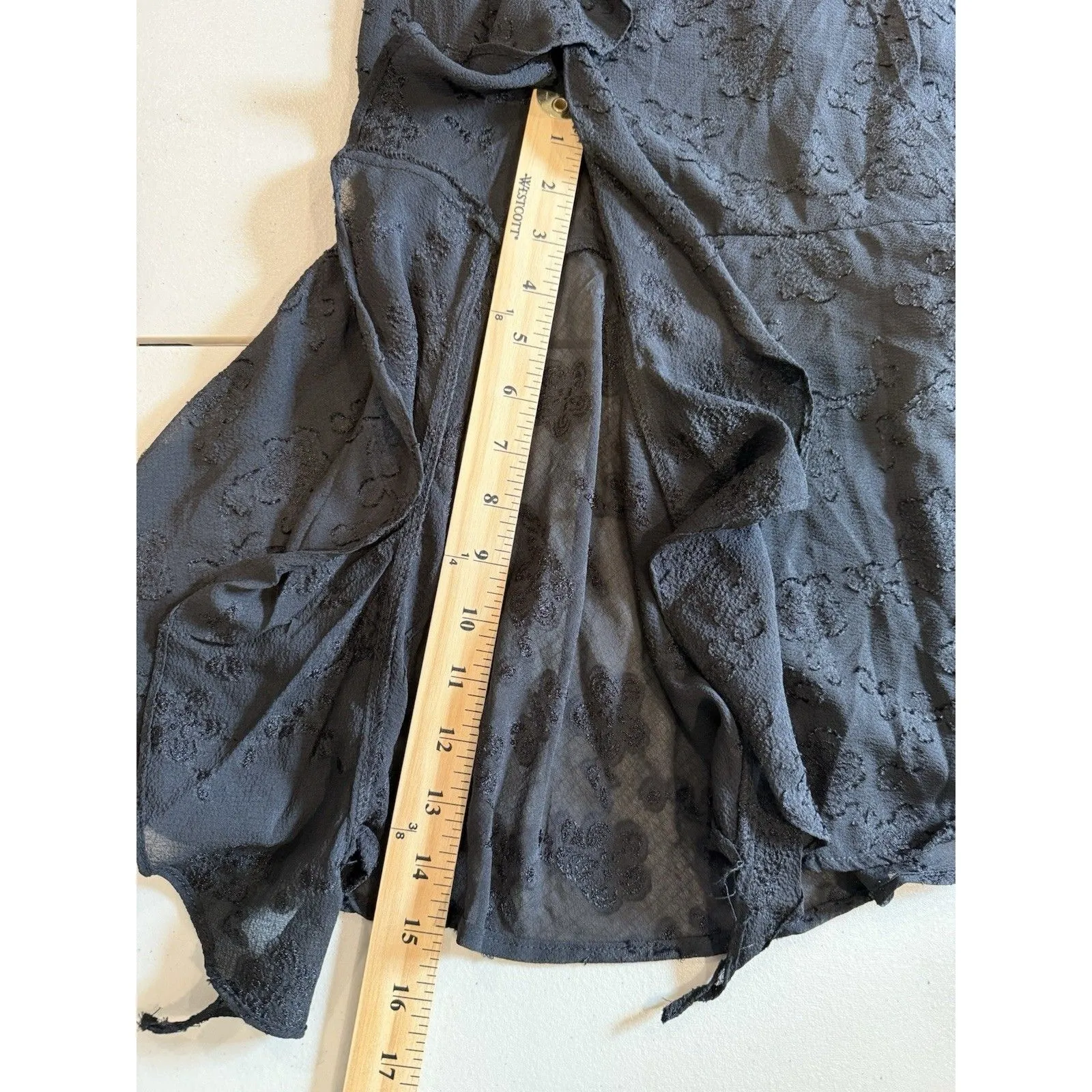 NEW Wild Fable Dress Womens XS Black Ruffle Floral Slit Whimsigoth Dark Romantic - Image 6